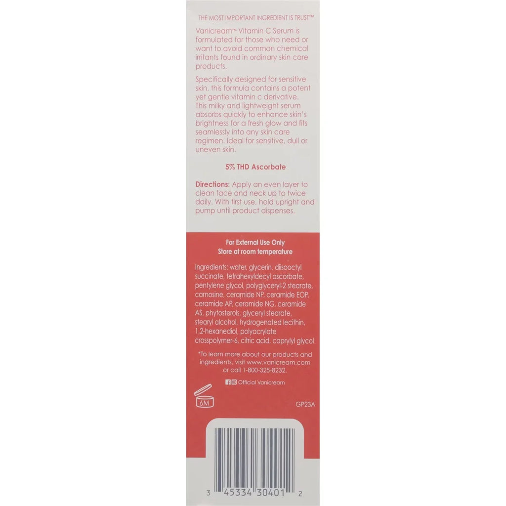 Vanicream Vitamin C Face Serum with Ceramides for Sensitive Skin - Unscented - 1.2 fl oz