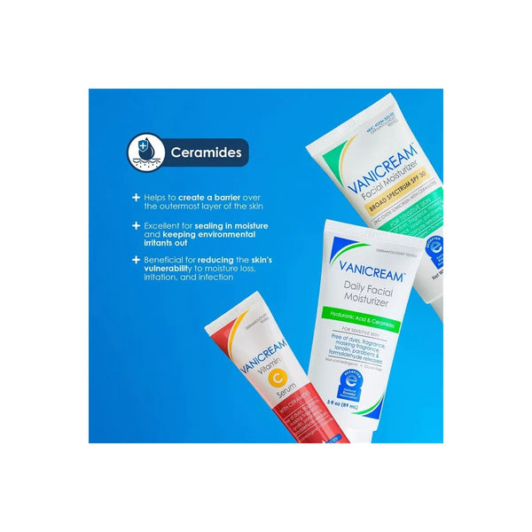 Vanicream Daily Facial Moisturizer with Hyaluronic Acid & Ceramides for Sensitive Skin - Unscented - 3 fl oz